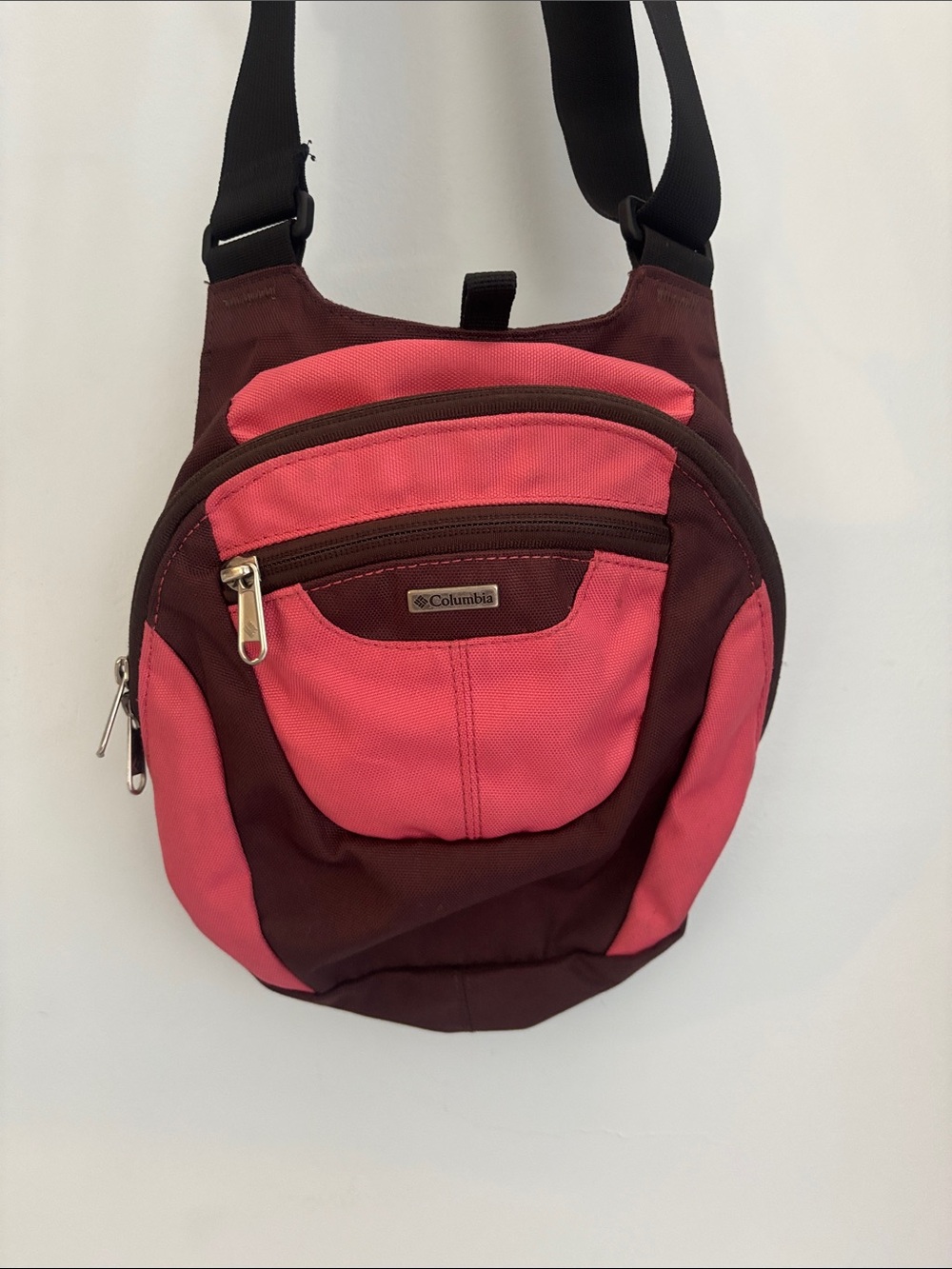 Columbia Pink and Burgundy Small Shoulder Bag